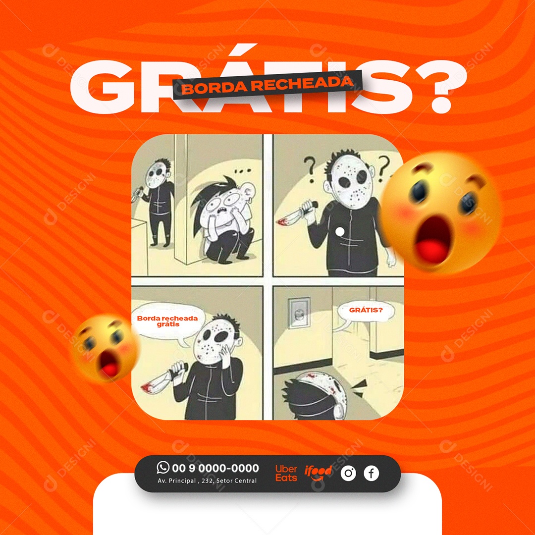 Borda Recheada Grátis Pizzaria Social Media PSD Editável