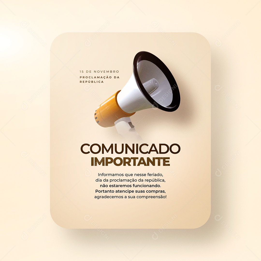 Comunicado Importante Proclamação da Republica Social Media PSD Editável