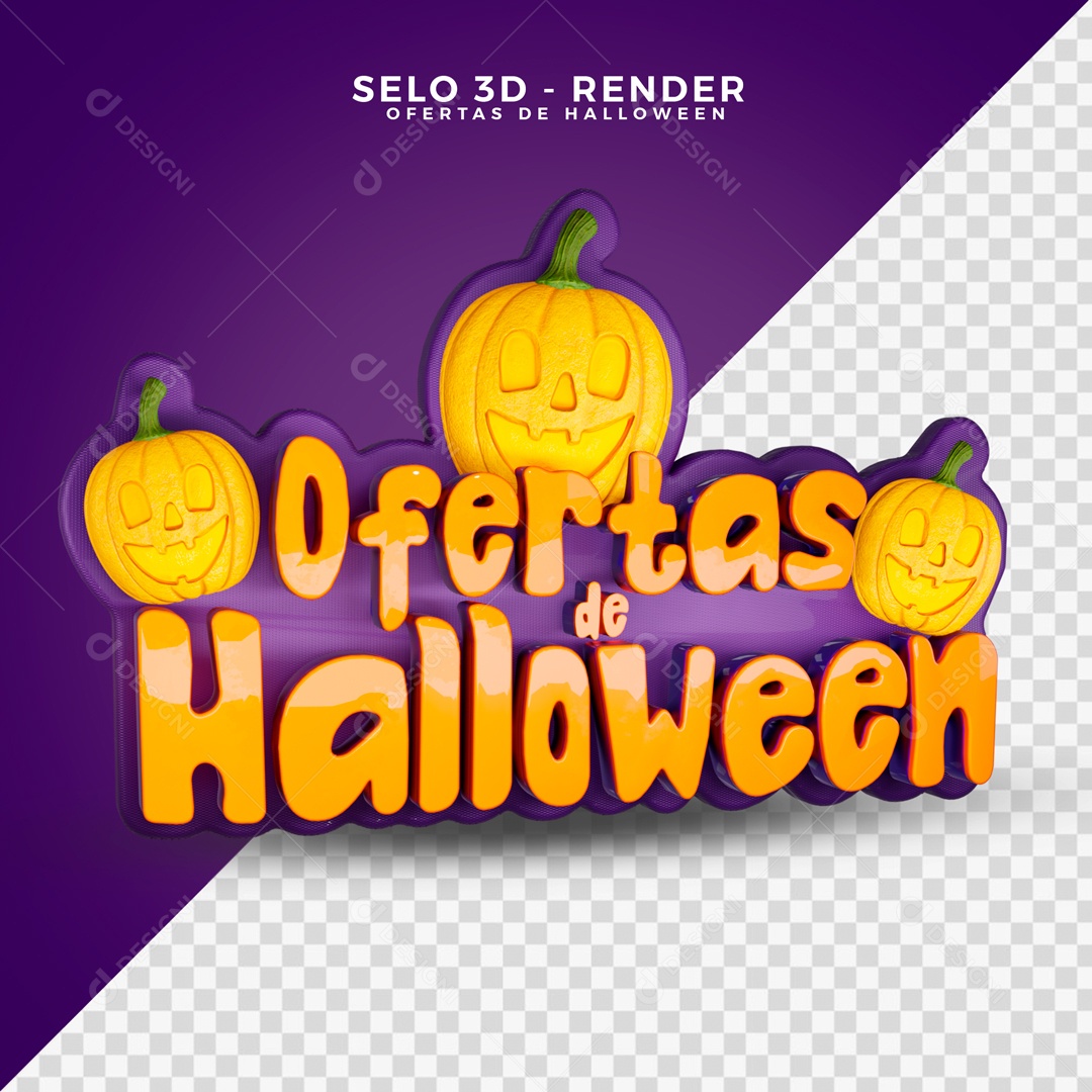 Ofertas de Halloween Selo 3D Para Composição PSD