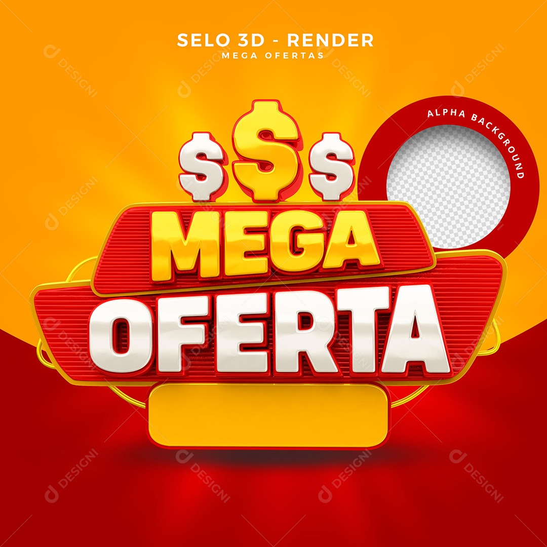 Selo 3D Mega Oferta Para Composição PSD