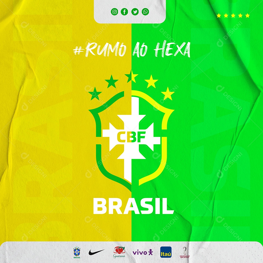 Rumo ao Hexa Brasil Social Media PSD Editável