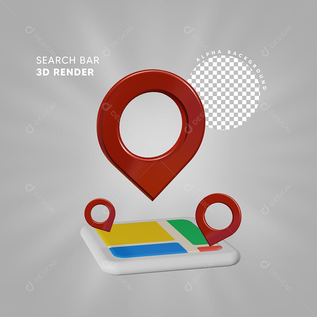 Pin de Localização e Mapa Vermelho Elemento Composição PSD