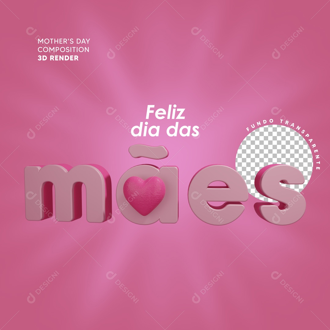 Texto 3D Mâes Para Composição PSD