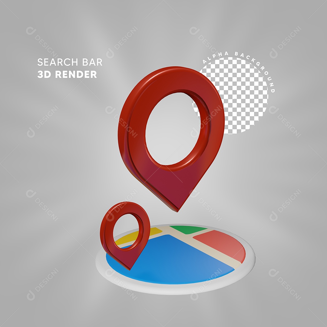 Pin de Localização e Mapa Vermelho Elemento Composição PSD