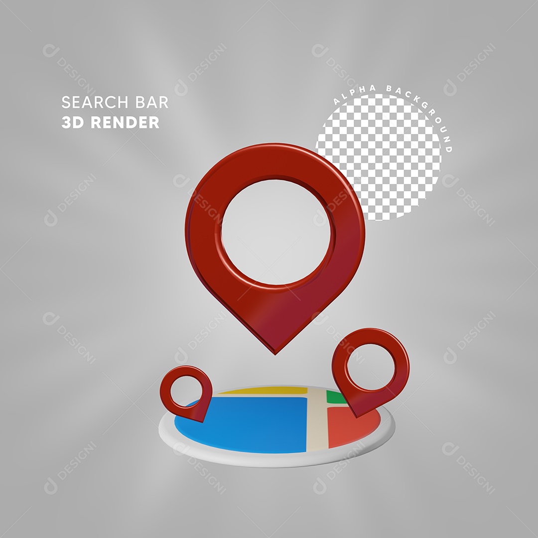 Pin de Localização e Mapa Vermelho Elemento Composição PSD