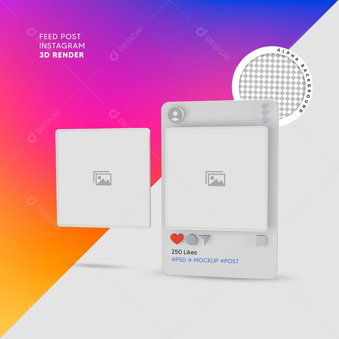Instagram Mockup Elemento 3D Composição PSD
