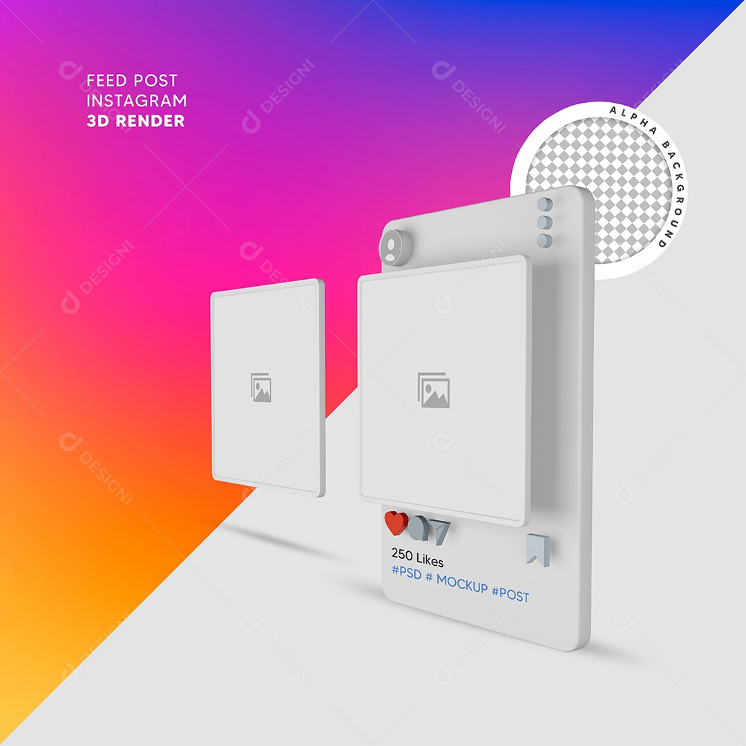 Instagram Mockup Elemento 3D Composição PSD