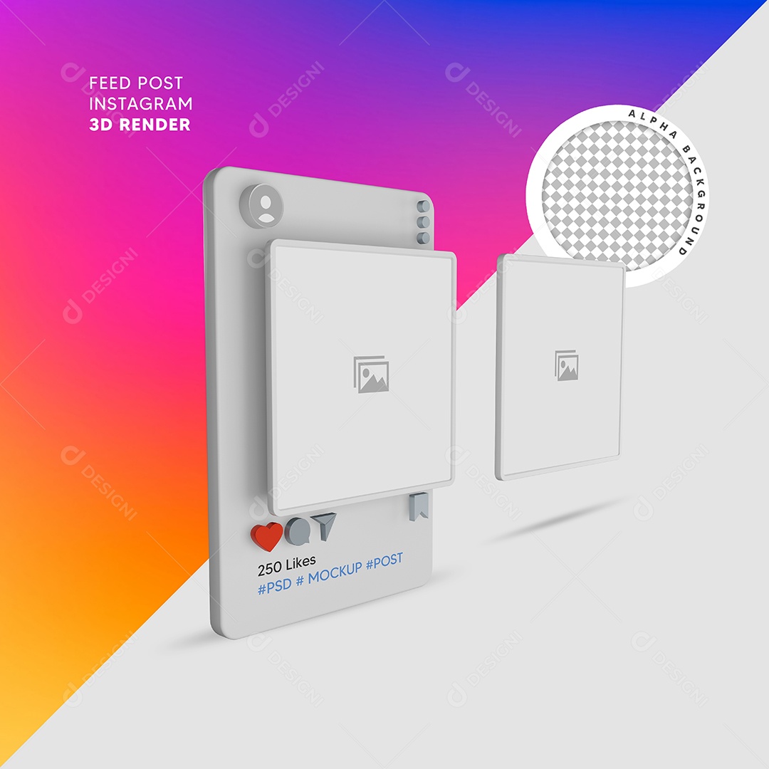 Instagram Mockup Elemento 3D Composição PSD