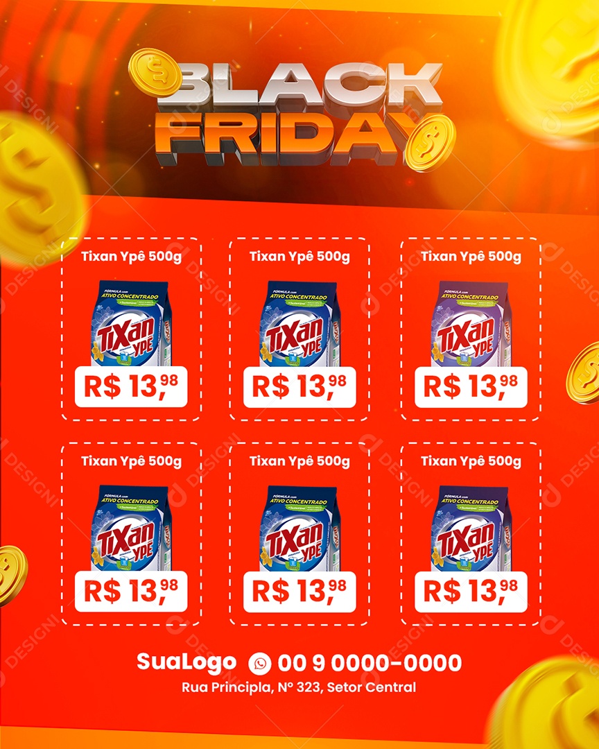 Encarte Supermercado Black Friday Social Media PSD Editável