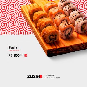 O Melhor Sushi da Cidade Comida Japonesa Social Media PSD Editável