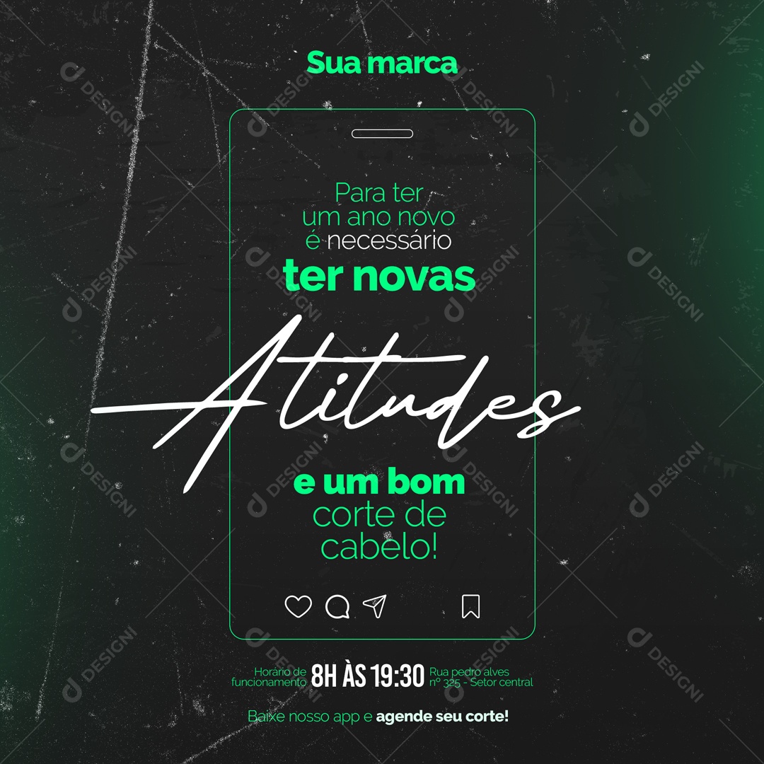 Atitudes e um Bom Conte Cabelo Barbearia Social Media PSD Editável