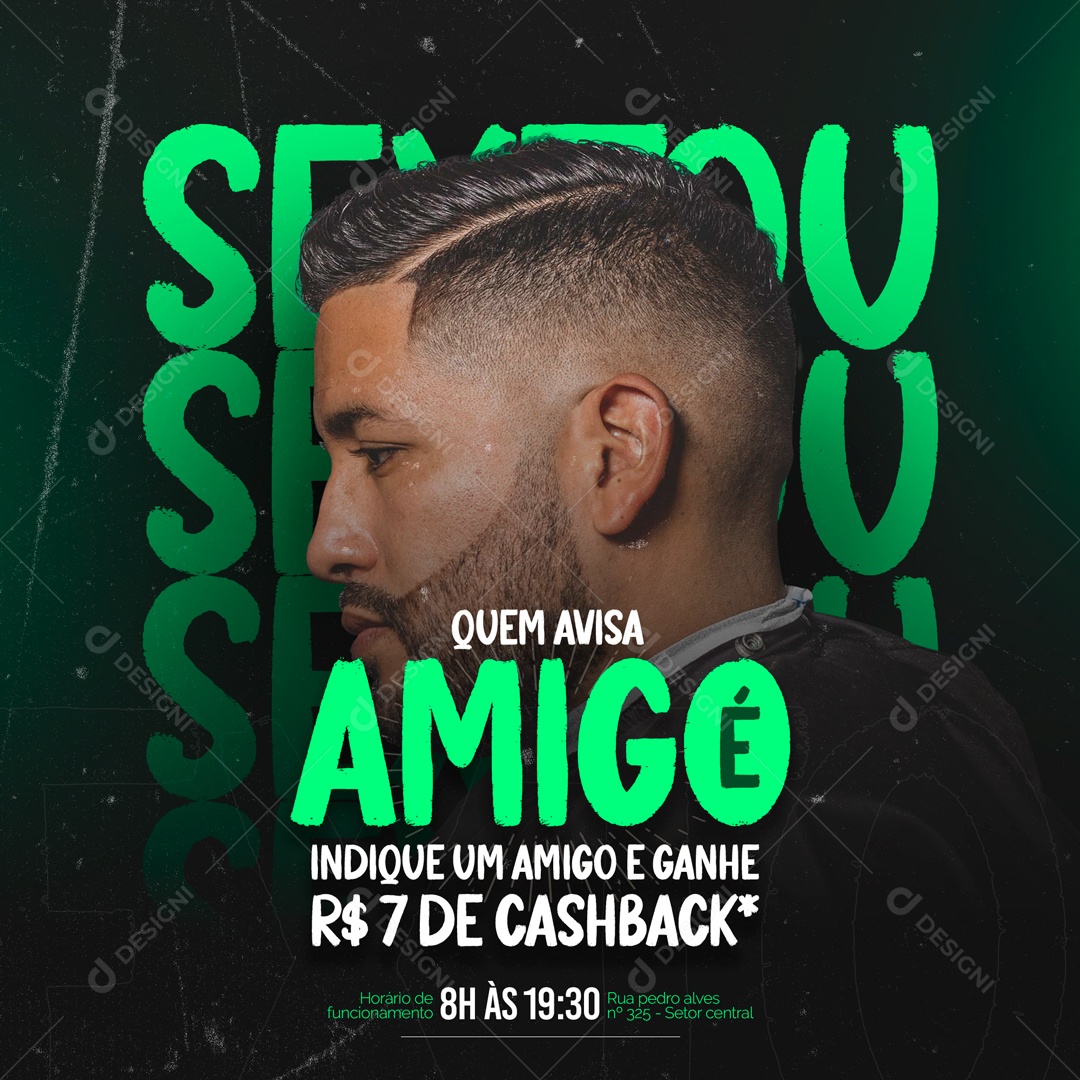 Quem Avisa Amigo é Barbearia Social Media PSD Editável