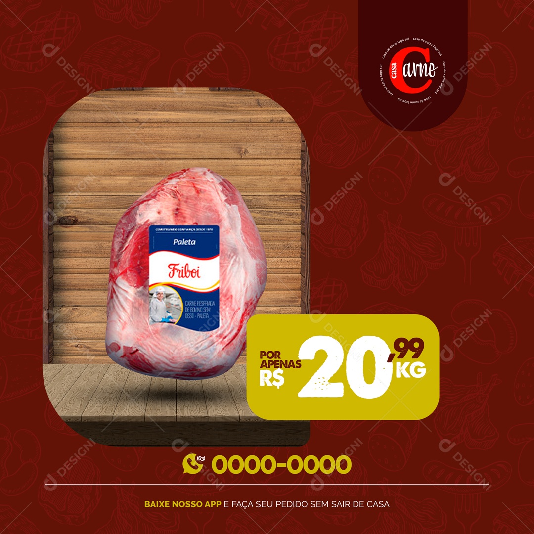 Paleta Por Apenas 20,99 Casa de Carne Social Media PSD Editável