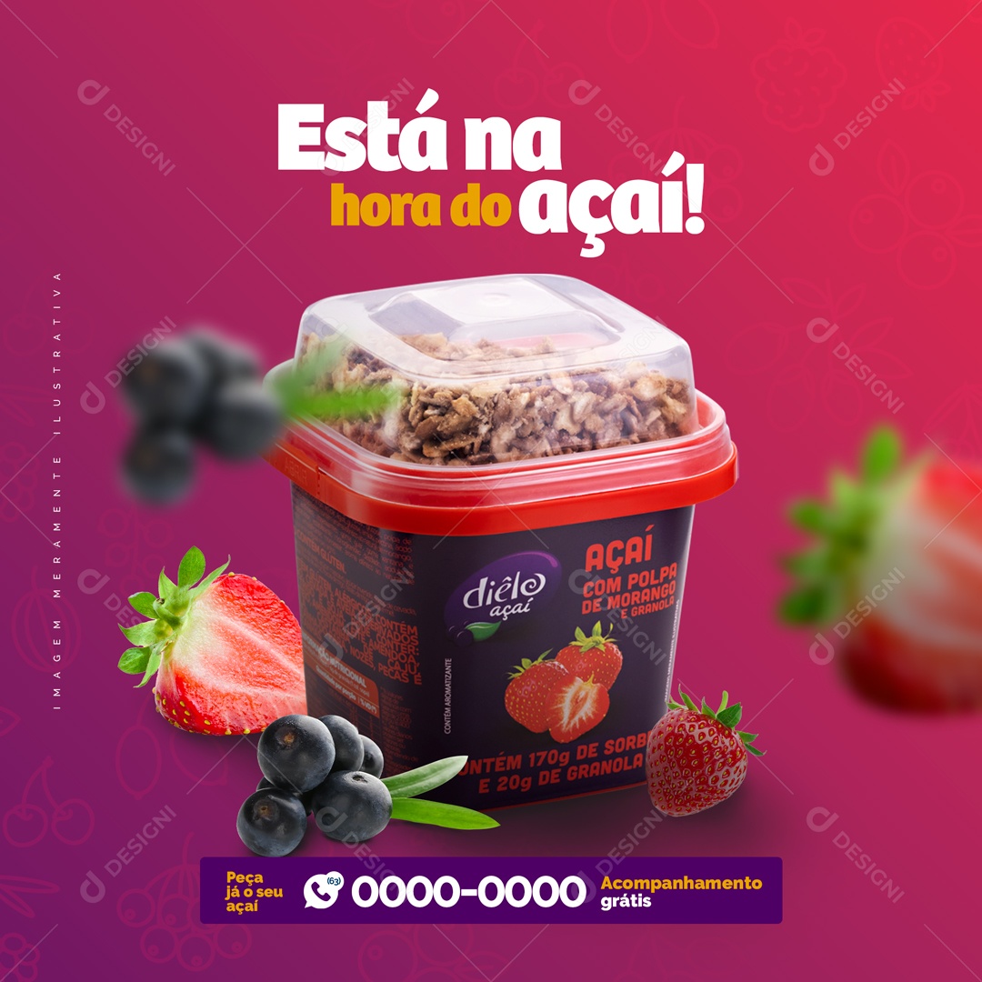 Açaiteria Está na Hora do Açaí Social Media PSD Editável