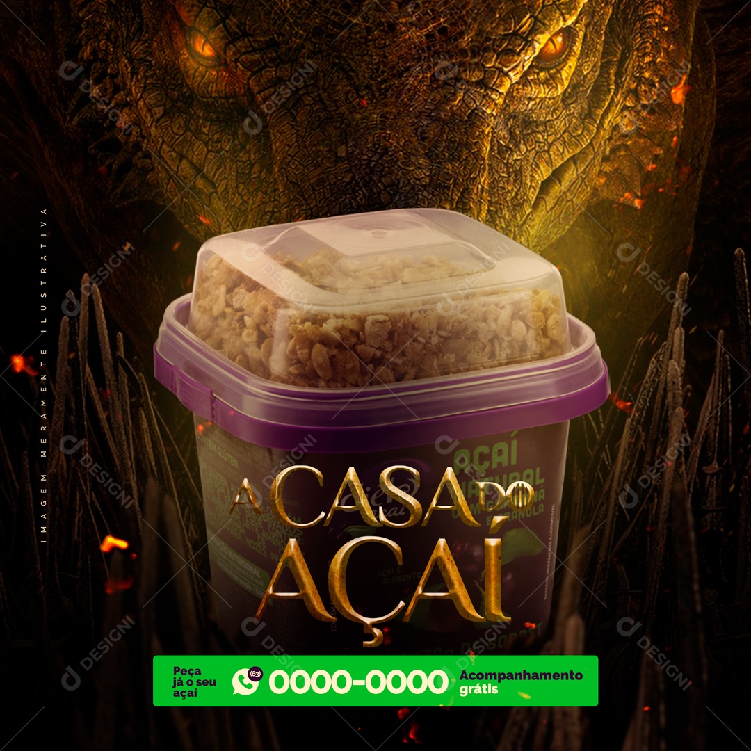 Casa do Açaí Açaiteria Social Media PSD Editável