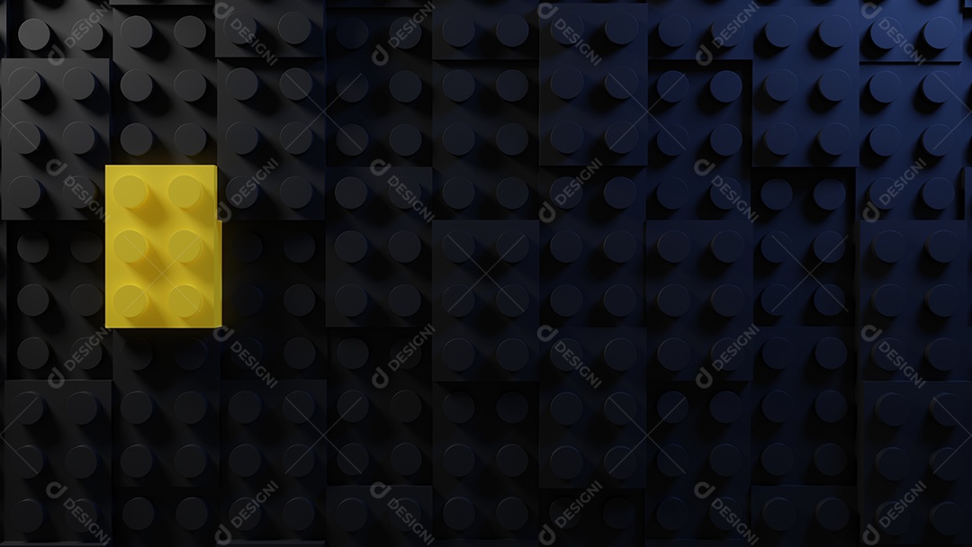 Renderização 3D de tijolos de brinquedo em fundo preto