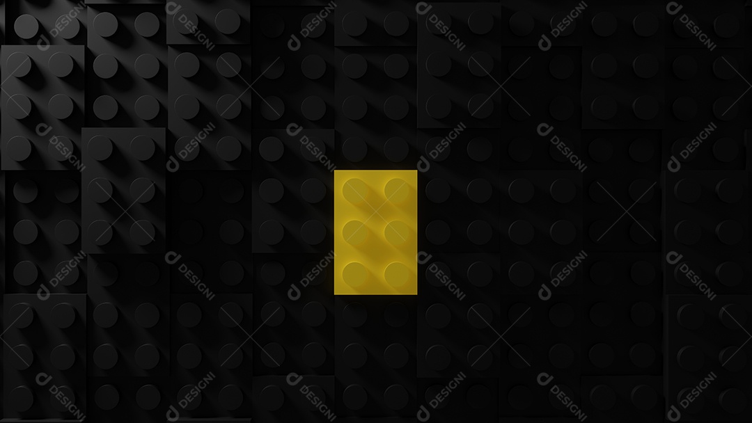 Renderização 3D de tijolos de brinquedo em fundo preto