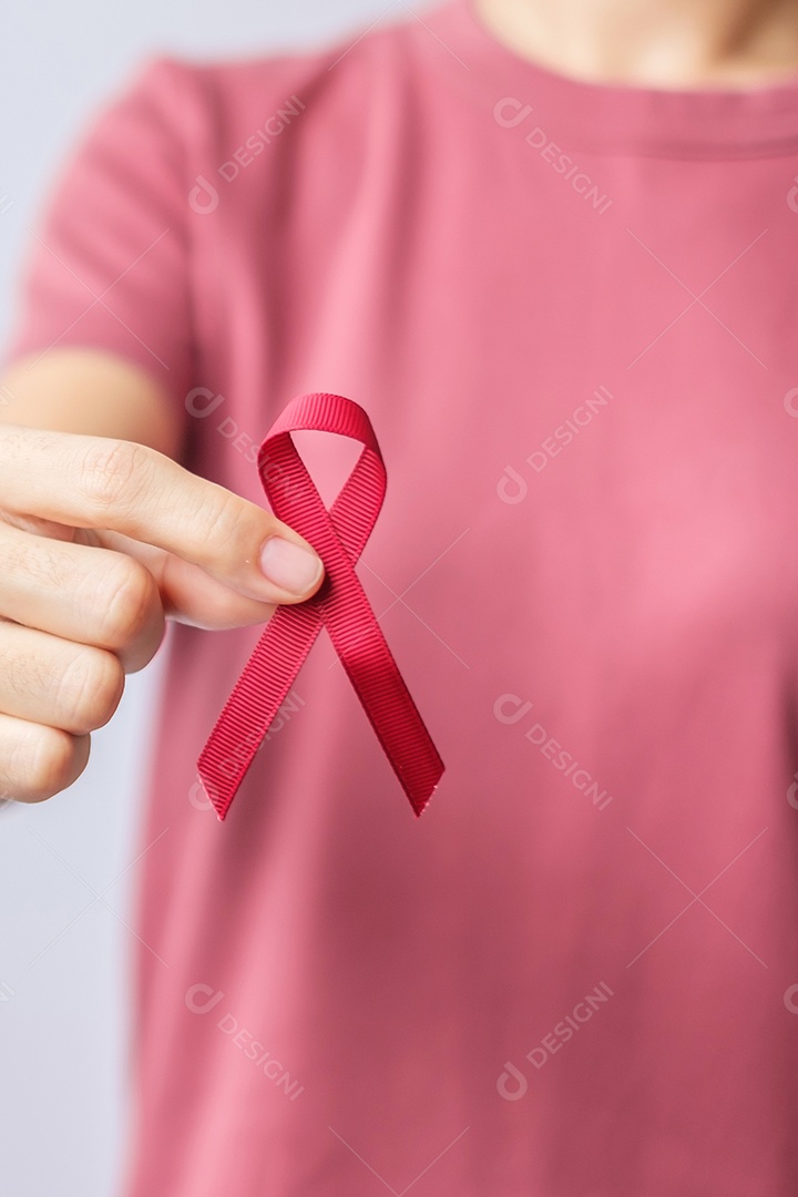 Fita vermelha Conscientização Dia Mundial do Doador de Sangue múltiplo de mês de Julho