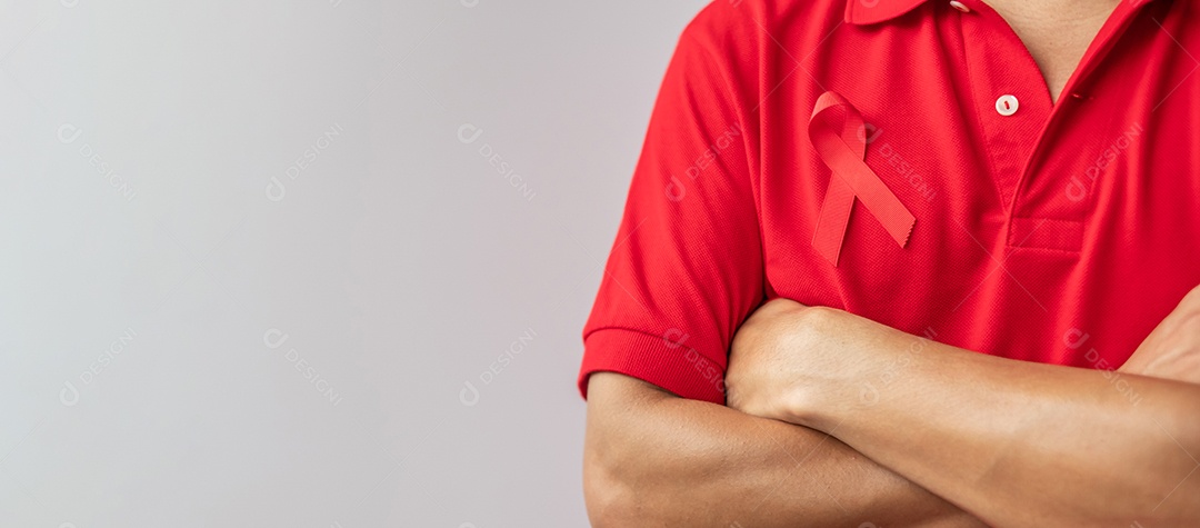 Fita vermelha Conscientização Dia Mundial do Doador de Sangue múltiplo de mês de Julho