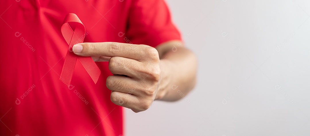 Fita vermelha Conscientização Dia Mundial do Doador de Sangue múltiplo de mês de Julho