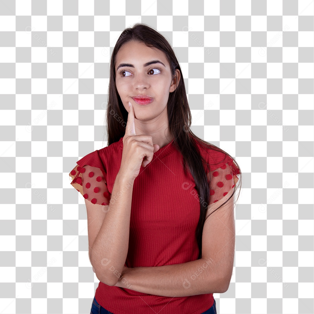 Linda mulher jovem garota sorridente sobre fundo isolado vermelho