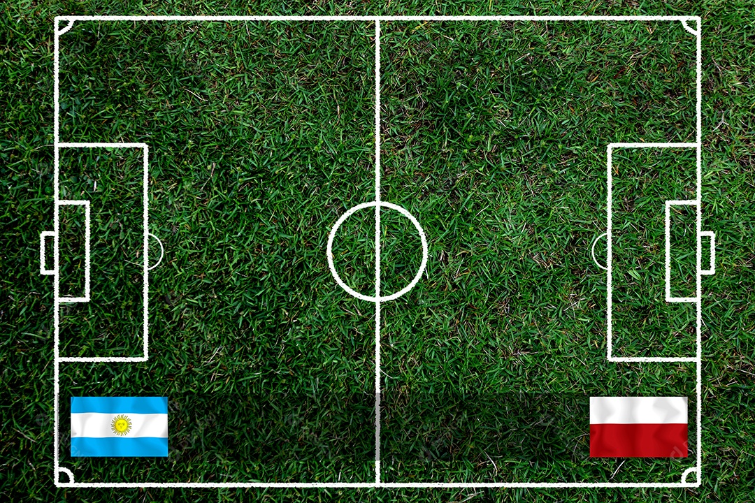 Competição da Copa de Futebol entre a Argentina nacional e a Polônia nacional.