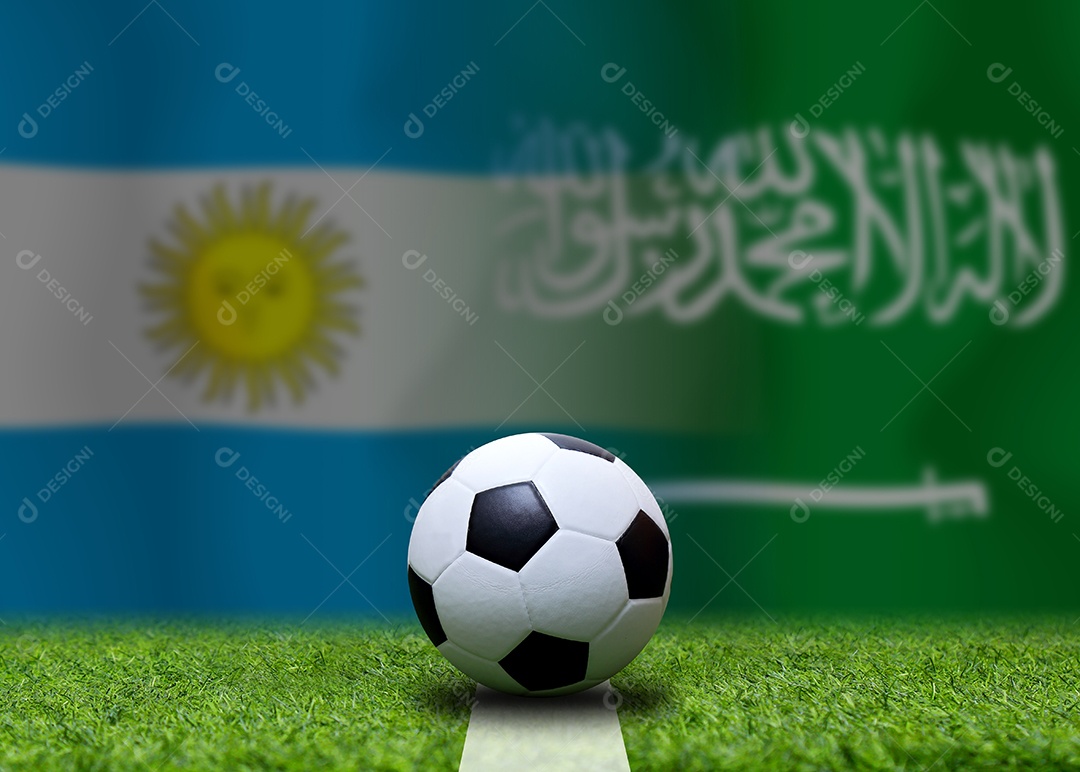 Competição da Copa de Futebol entre a Argentina nacional e a Arábia Saudita nacional.