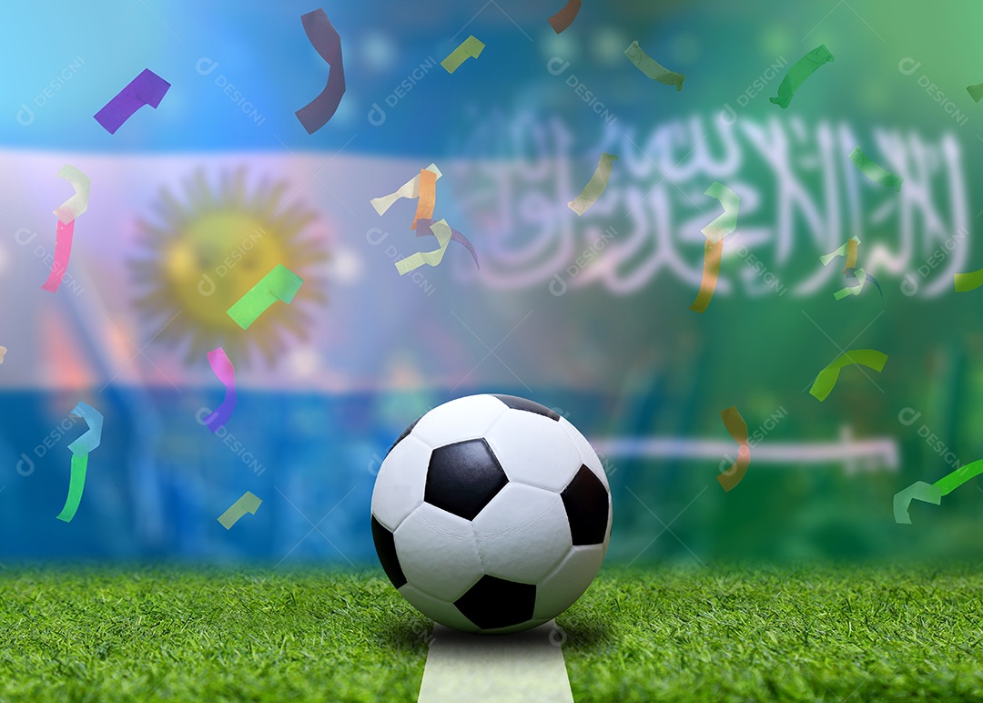 Competição da Copa de Futebol entre a Argentina nacional e a Arábia Saudita nacional.