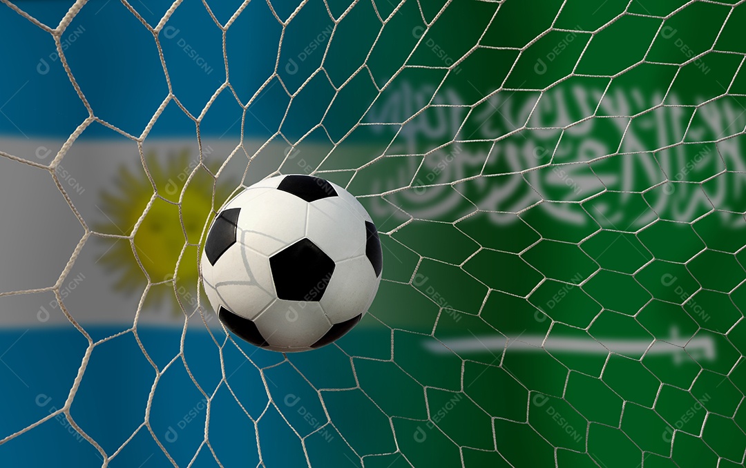 Competição da Copa de Futebol entre a Argentina nacional e a Arábia Saudita nacional.