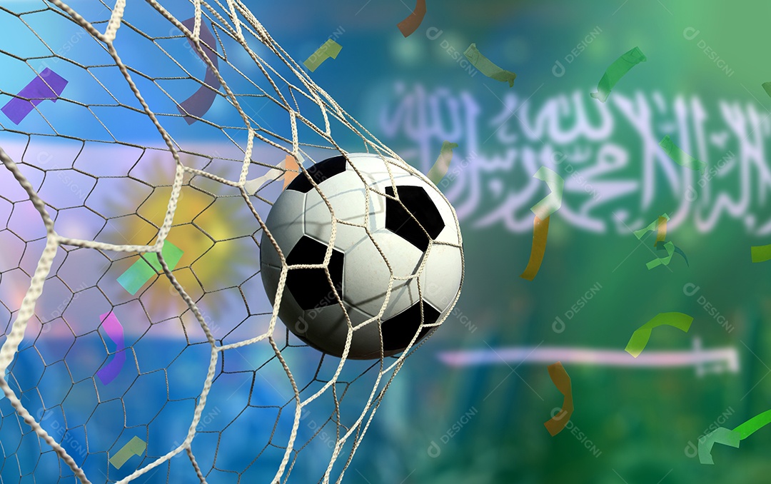 Competição da Copa de Futebol entre a Argentina nacional e a Arábia Saudita nacional.