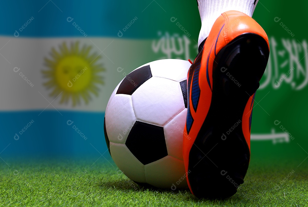 Competição da Copa de Futebol entre a Argentina nacional e a Arábia Saudita nacional.