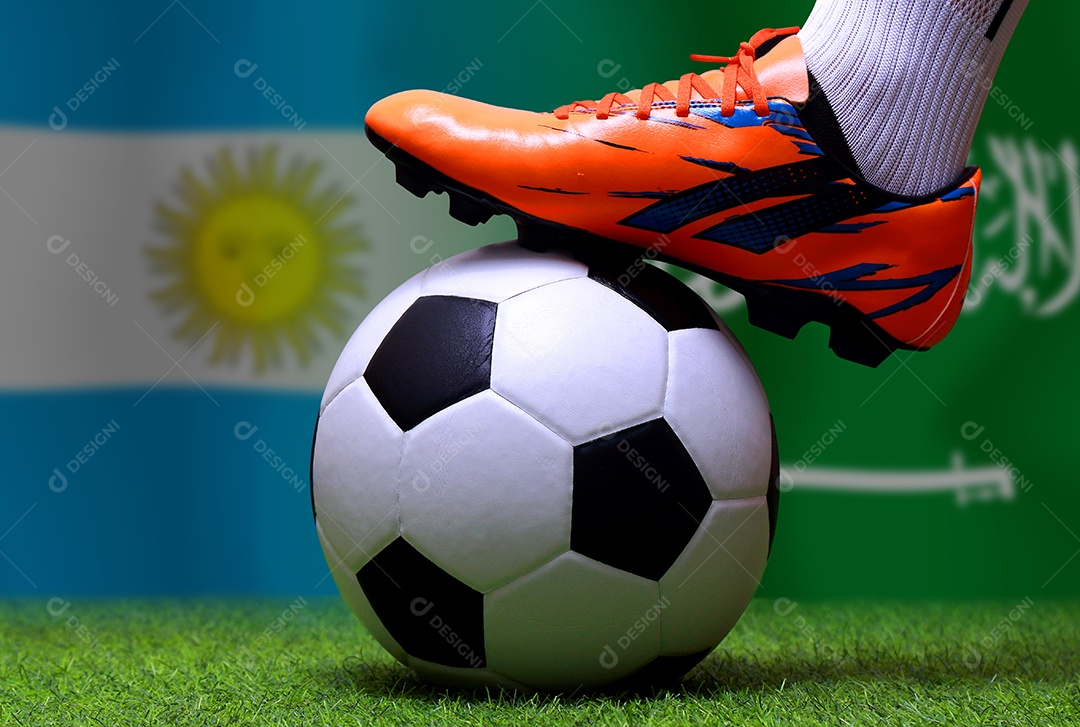 Competição da Copa de Futebol entre a Argentina nacional e a Arábia Saudita nacional.