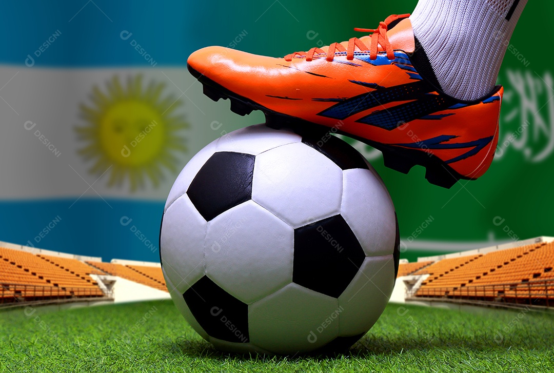 Competição da Copa de Futebol entre a Argentina nacional e a Arábia Saudita nacional.