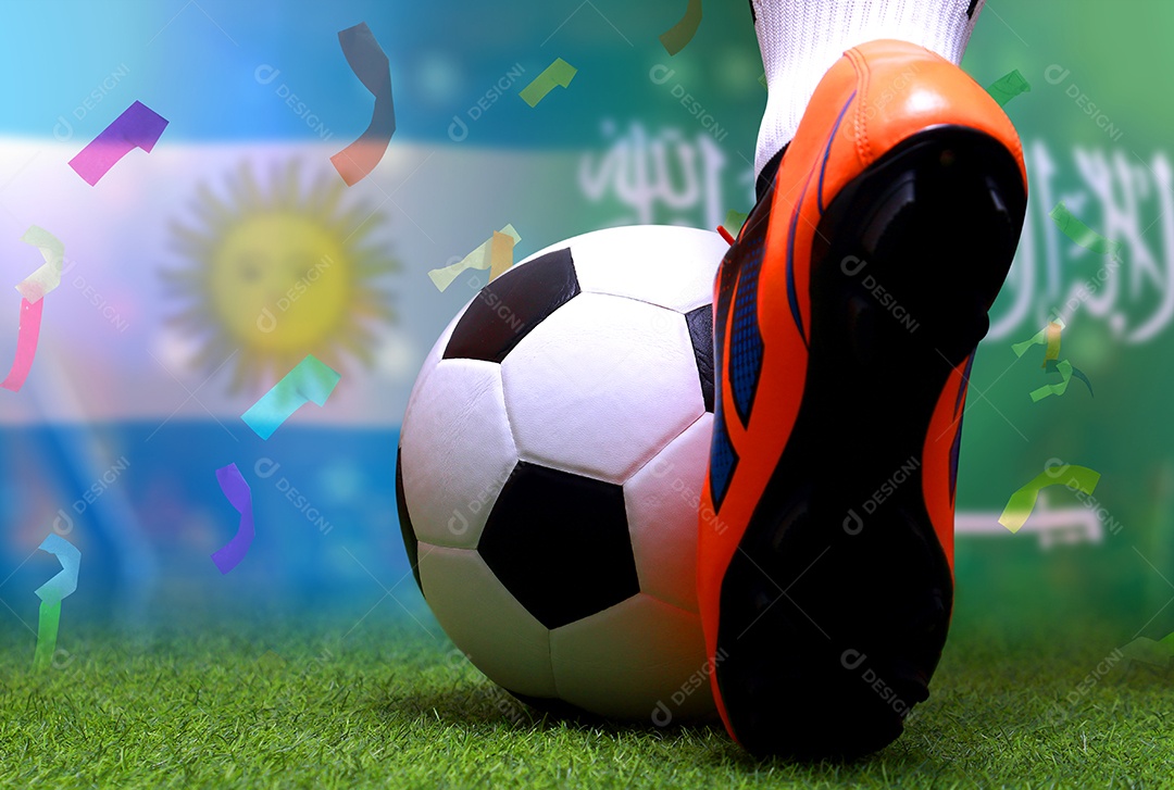 Competição da Copa de Futebol entre a Argentina nacional e a Arábia Saudita nacional.