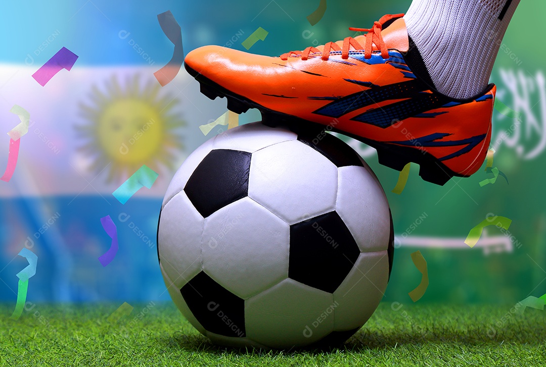 Competição da Copa de Futebol entre a Argentina nacional e a Arábia Saudita nacional.