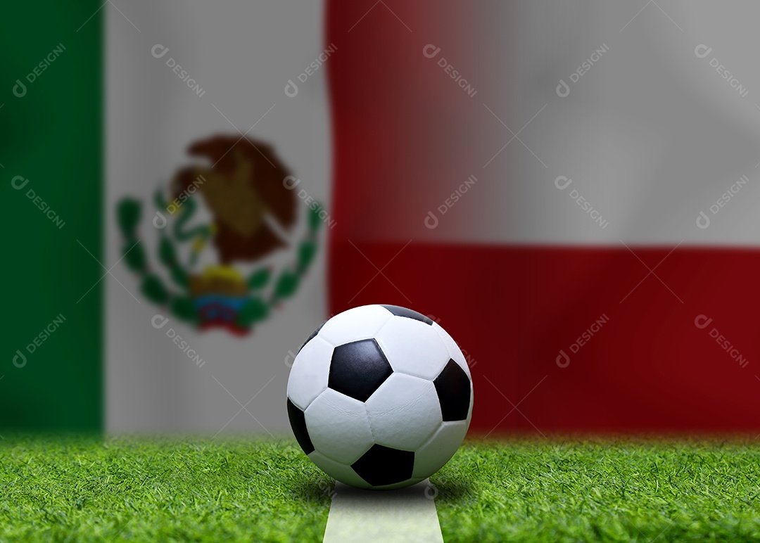 Competição da Copa de Futebol entre o México nacional e a Polônia nacional.