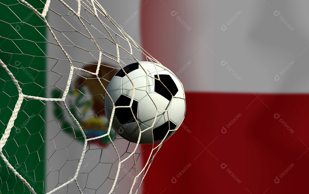 Competição da Copa de Futebol entre o México nacional e a Polônia nacional.
