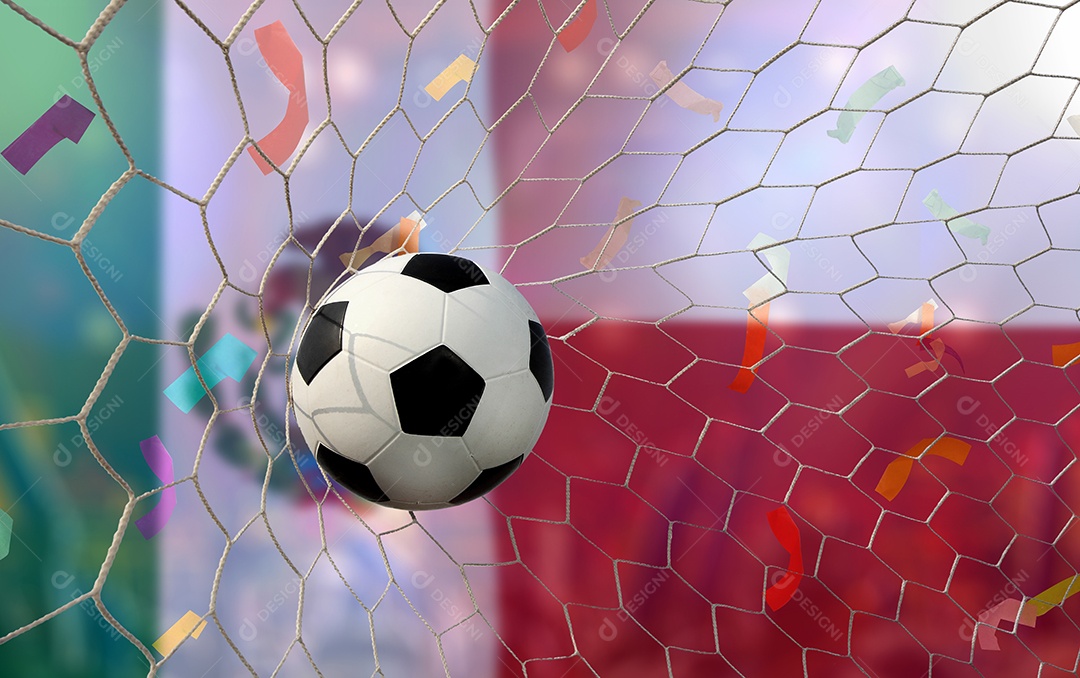 Competição da Copa de Futebol entre o México nacional e a Polônia nacional.