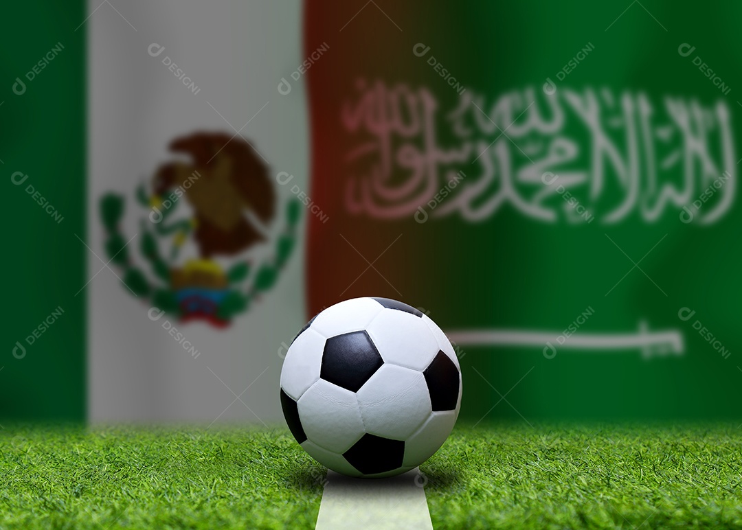 Competição da Copa de Futebol entre o México nacional e a Arábia Saudita nacional.