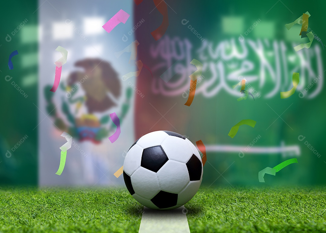 Competição da Copa de Futebol entre o México nacional e a Arábia Saudita nacional.
