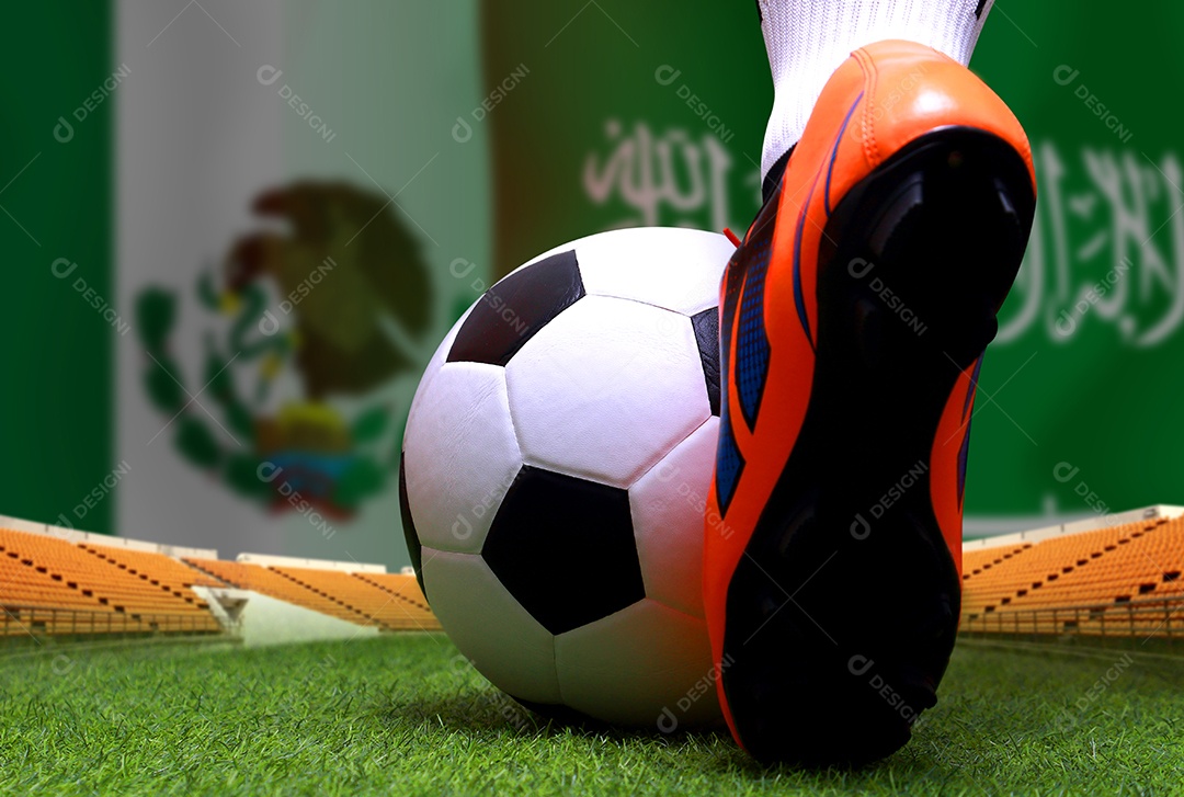 Competição da Copa de Futebol entre o México nacional e a Arábia Saudita nacional.