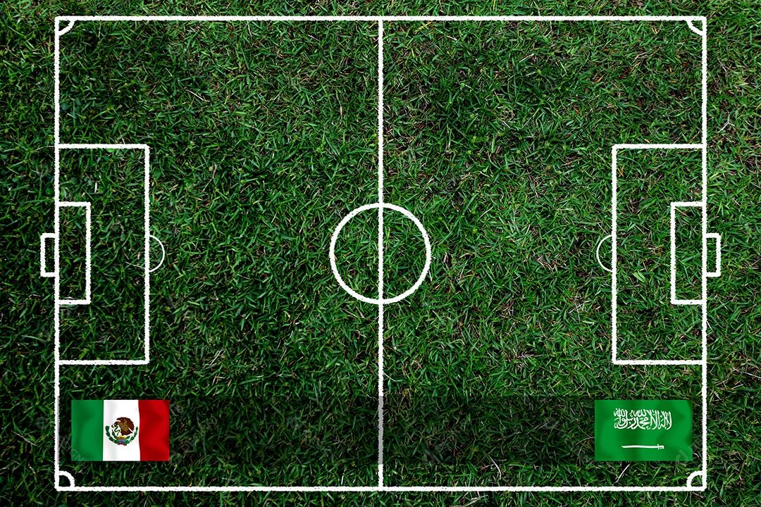 Competição da Copa de Futebol entre o México nacional e a Arábia Saudita nacional.