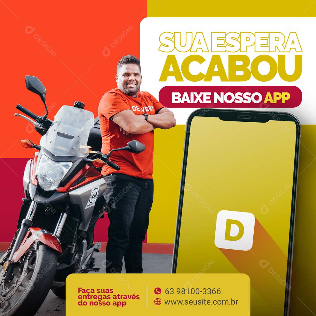 Sua Espera Acabou Delivery Social Media PSD Editável