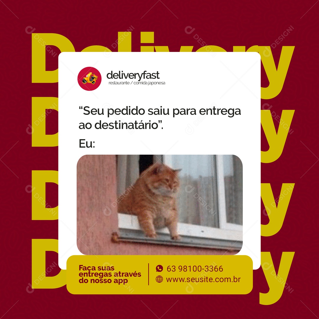 Seu Pedido Saiu para Entrega ao Destinatário Delivery Social Media PSD Editável