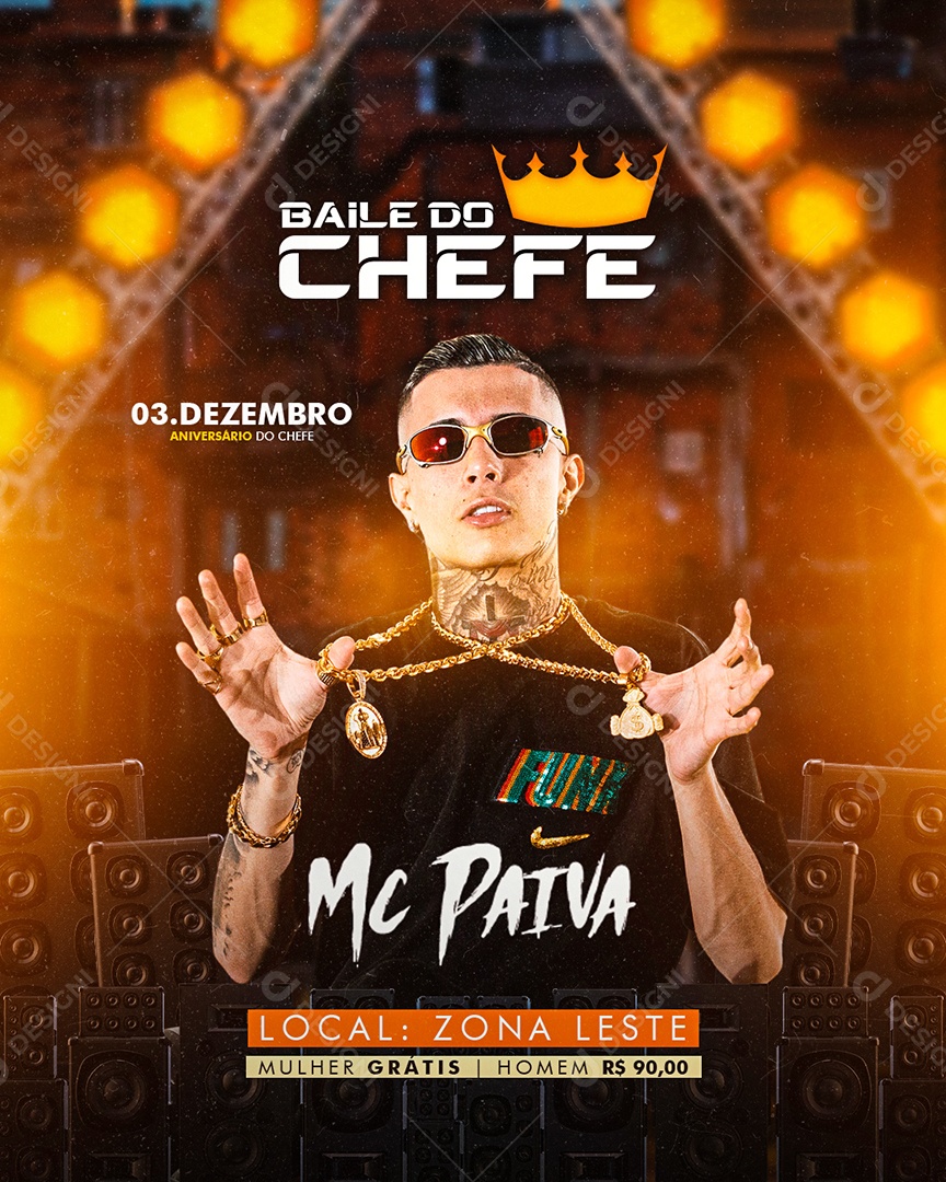 Baile do Chefe Mc Paiva Flyer Social Media PSD Editável