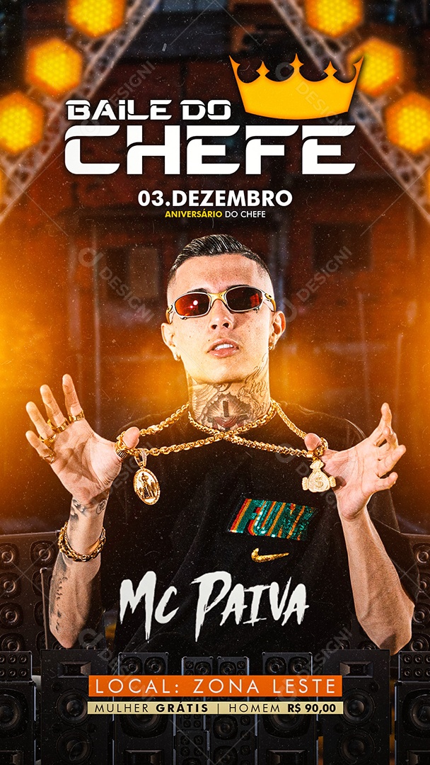 Story Baile do Chefe Mc Paiva Flyer Social Media PSD Editável