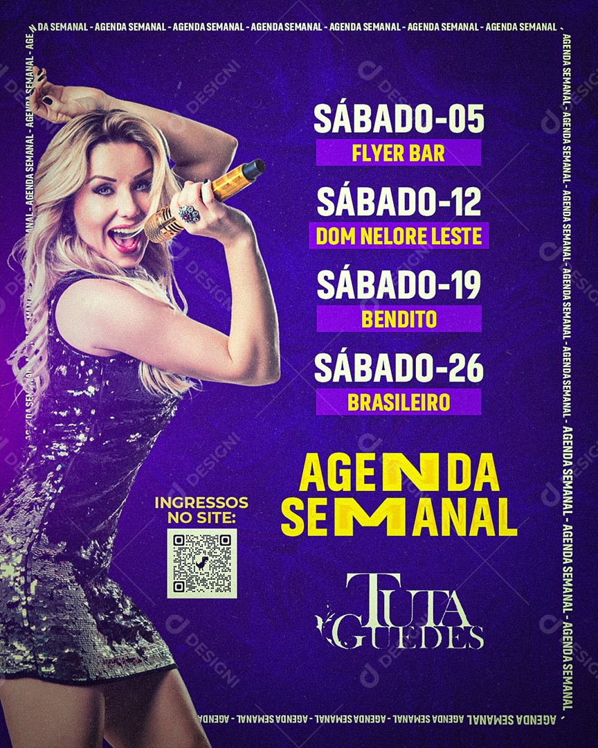 Agenda Semanal Tuta Guedes Flyer Social Media PSD Editável