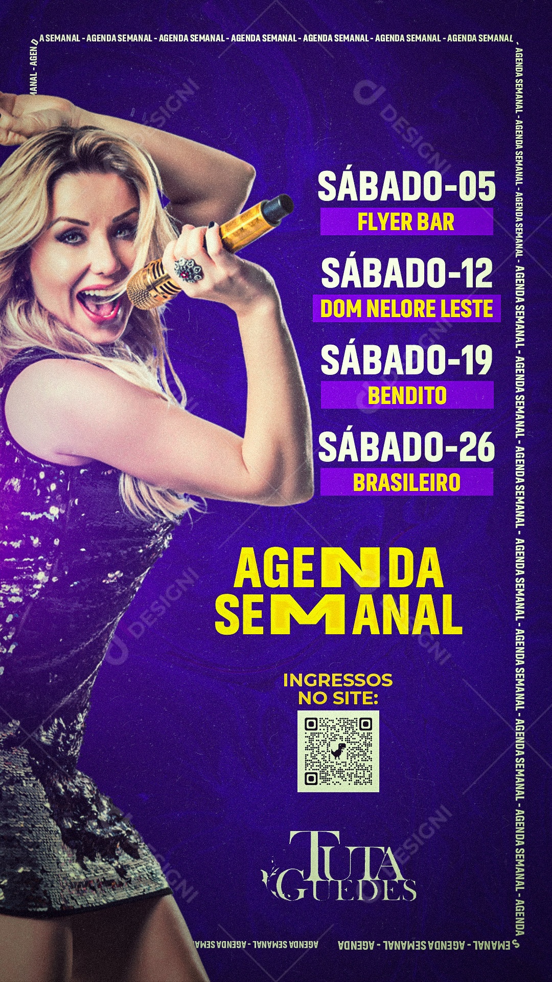 Story Agenda Semanal Tuta Guedes Flyer Social Media PSD Editável