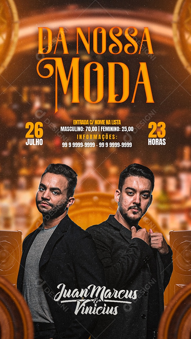 Story Próximos Shows Juan Marcus e Vinicius Flyer Social Media PSD Editável