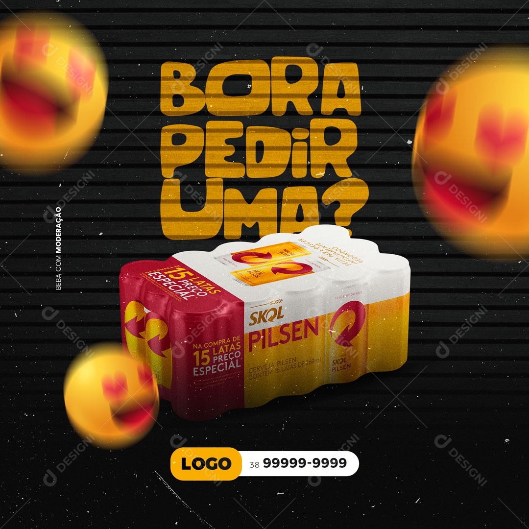 Bora Pedir Uma Skol Cervejaria Social Media PSD Editável